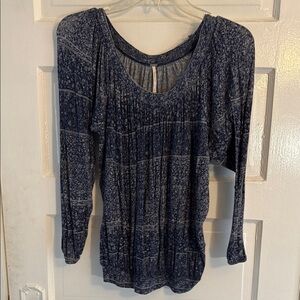 Free People Blue Relaxed 3/4 Sleeve Blouse